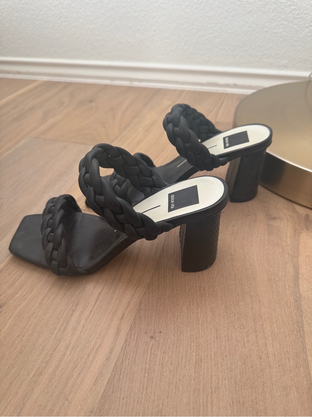 Dolce Vita Black Braided Double-Strap Block Heel Sandals - Picture 3 of 6